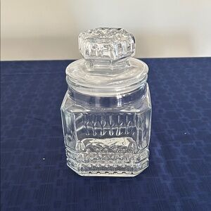 Vintage Koezes Glass Apothecary Jar with Lid H 7.5 in W 4.5 in